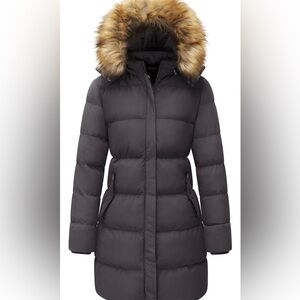 NWT WenVen Women's Puffer Coat with Faux Fur Hood Size XXL
